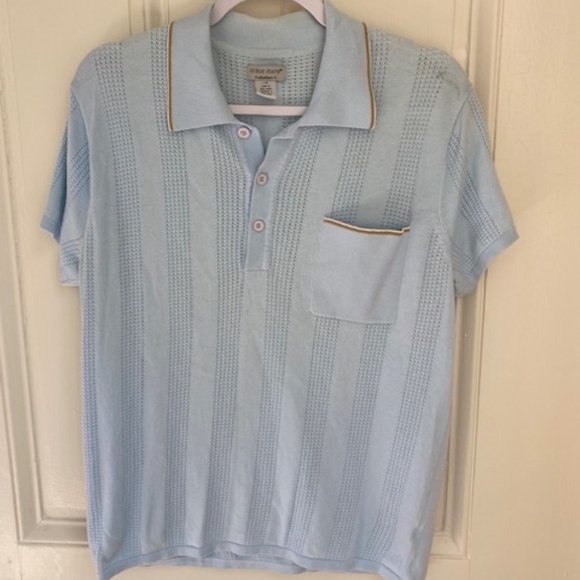 Guess Sky Blue Textured Polo Shirt - Picture 1 of 4